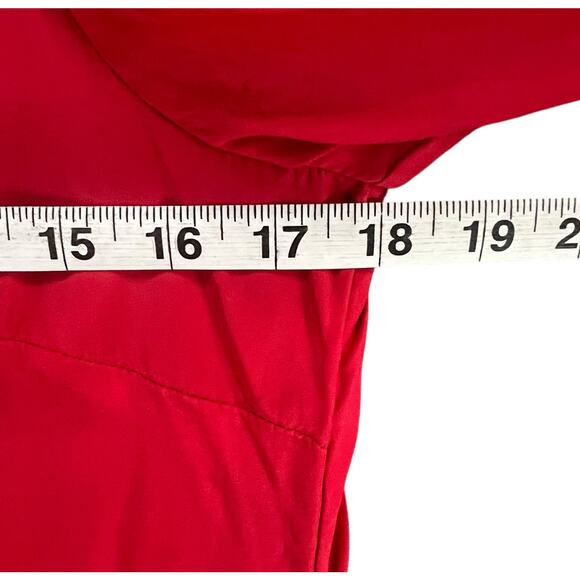 Alice Trixie NYC Silk Shift Dress M Cherry Red Keyhole Neck Bell Sleeve Cocktail - Picture 8 of 15